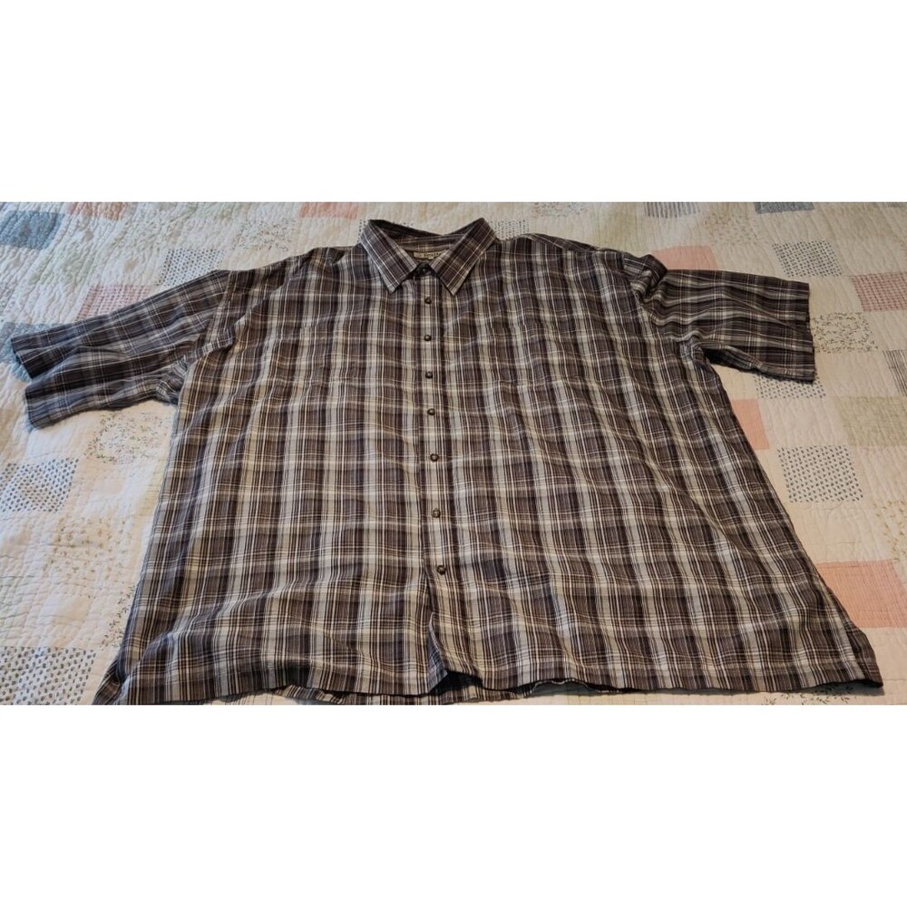 FoxFire Mens 5XT Short Sleeve Button Down Shirt Black and White Plaid-Big-Tall